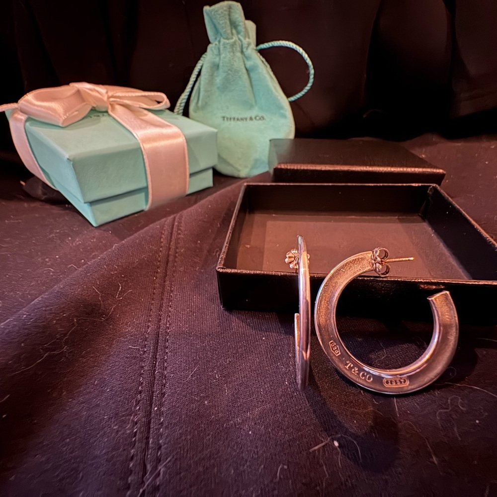 Tiffany & Co. Silver Hoop Earrings - Picture 3 of 4